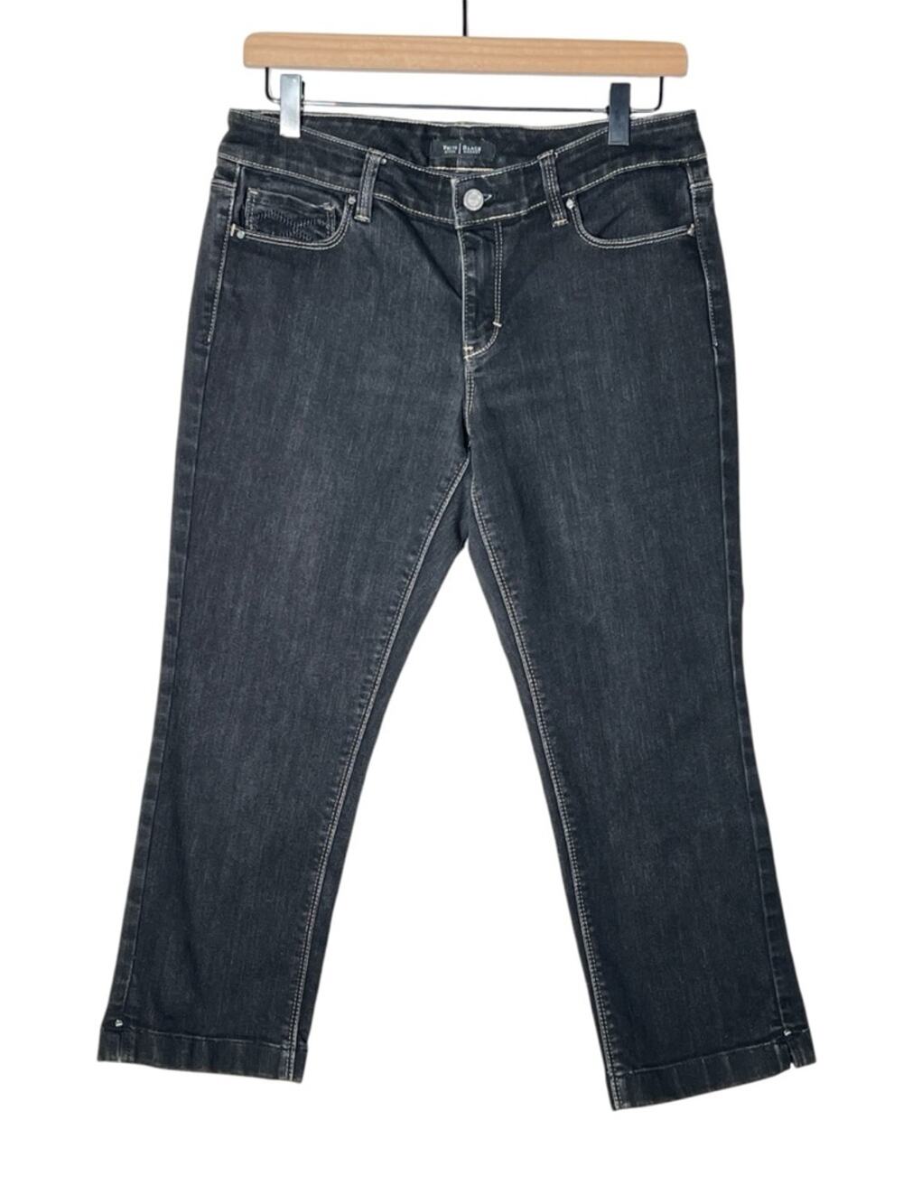 White House Black Market black cropped straight leg jeans size 6 B143